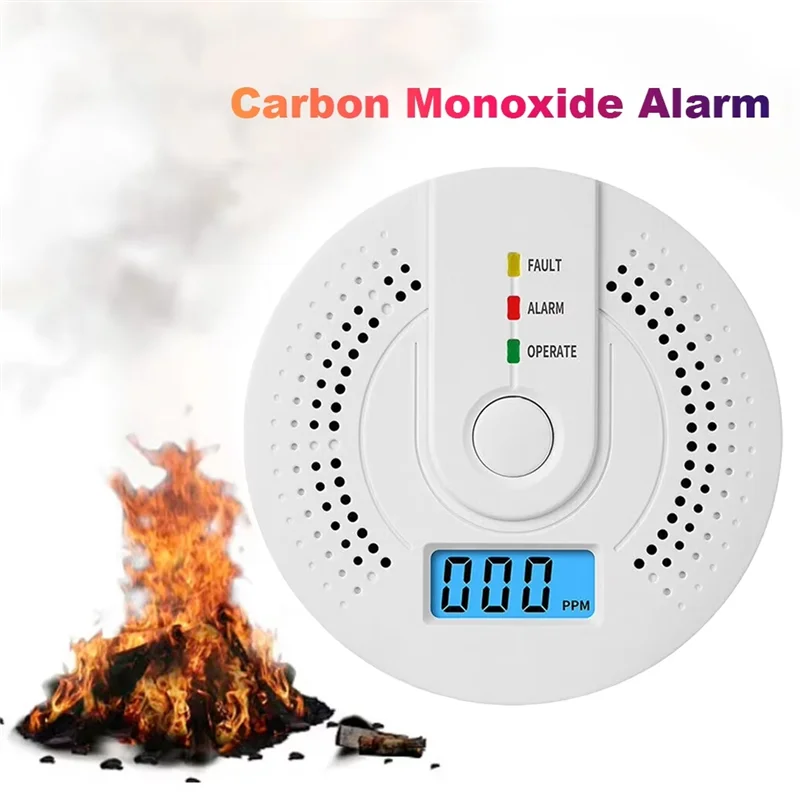 

ABGI-Digital Carbon Monoxide Detector Sound & Light Warning Sensor Battery Powered CO Gas Monitor Meter With LED Indicator