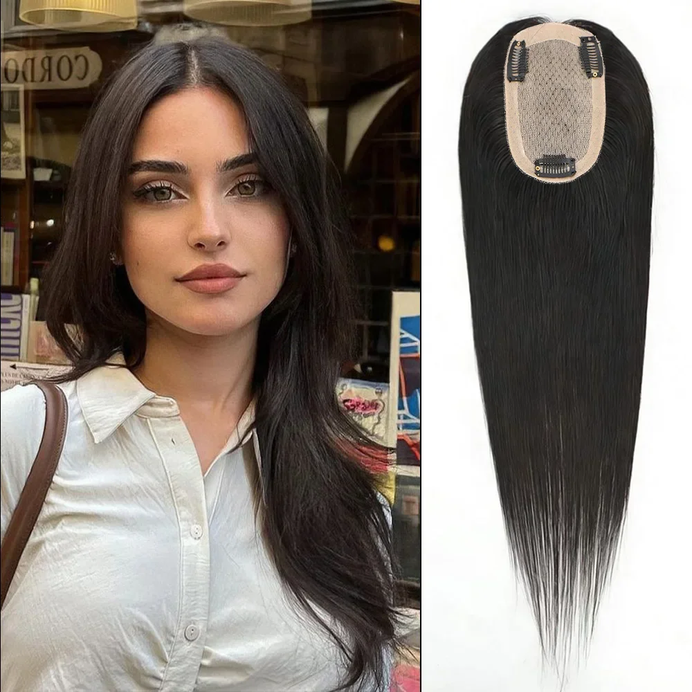 

Dazzeal Silk Base Topper Европейские девственные человеческие волосы Топперы для женщин 6–20 дюймов Натуральные 100% человеческие волосы Заколки для наращивания