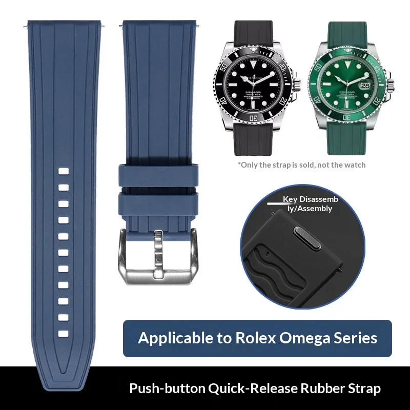 20/22mm Quick Release Silicone Watch Strap For IWC Rolex Yacht-Master Omega Seamaster Submariner Waterproof Rubber Band 6 Colors
