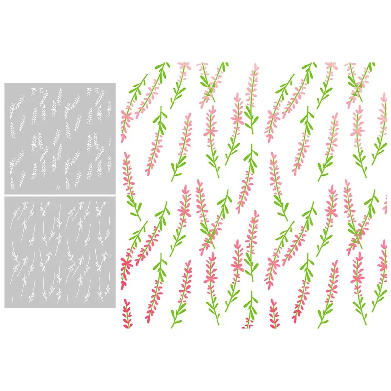 

2PCs Floral Leaves Plastic Stencils For Decor DIY Scrapbooking Supplies Stencil For Cards Albums Universal Background