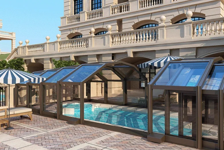 Aluminum Telescopic Swimming Pool Enclosure Retractable Pool Cover Transparent Roof Pool Shelter Outdoor Garden Waterproof