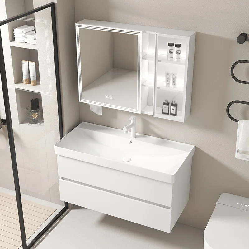 다층 단단한 나무 깊은 세라믹 통합 세면대 욕실 캐비닛 화장실 세면대 확장 세면대 욕실 캐비닛 co