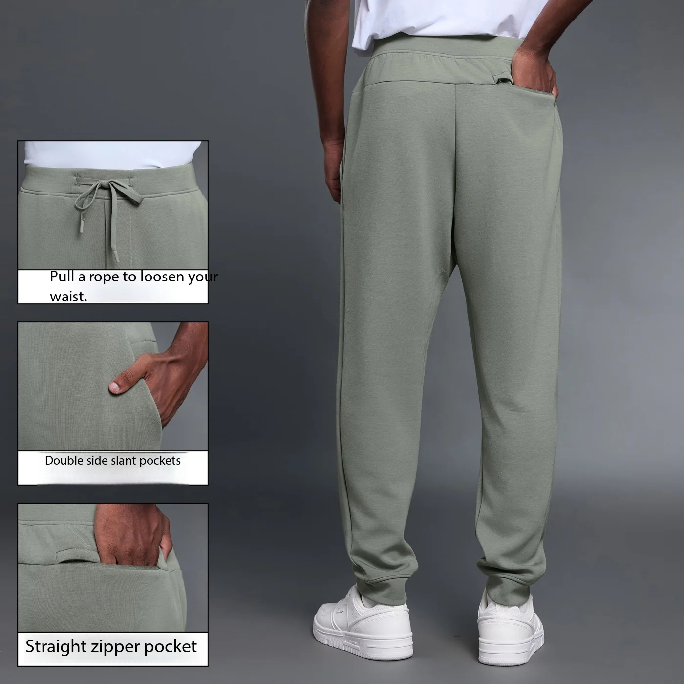 Lemon Soft Waxy Liquid Air Layer Sweatpants For Men Solid Color Loose Fit Casual Autumn And Winter Pants Jogger Pants