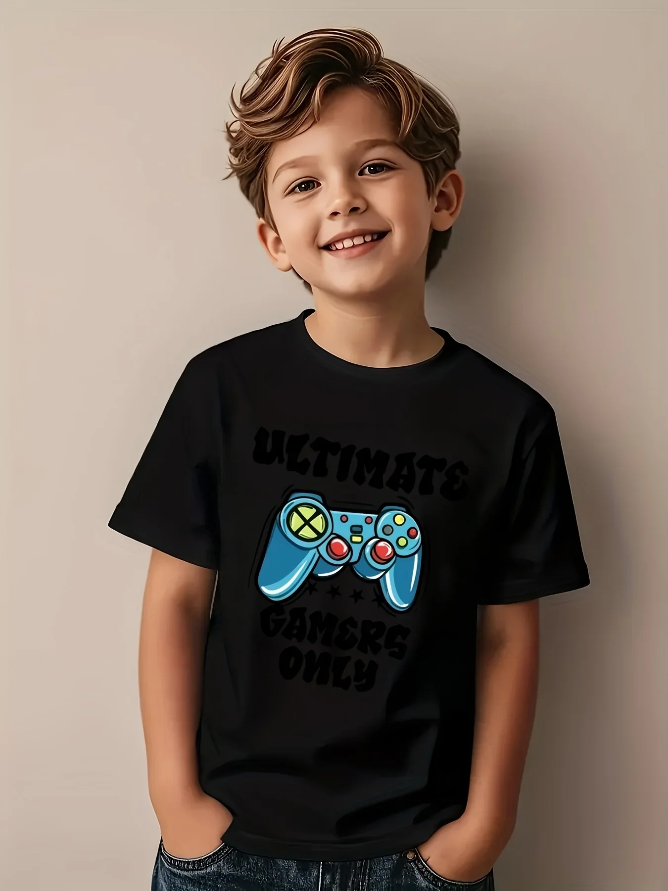 Family Matching Ultimate Gamers Only Cotton T-Shirts Short Sleeve Summer Tees Game Controller Design for Mom Dad Boys Girls