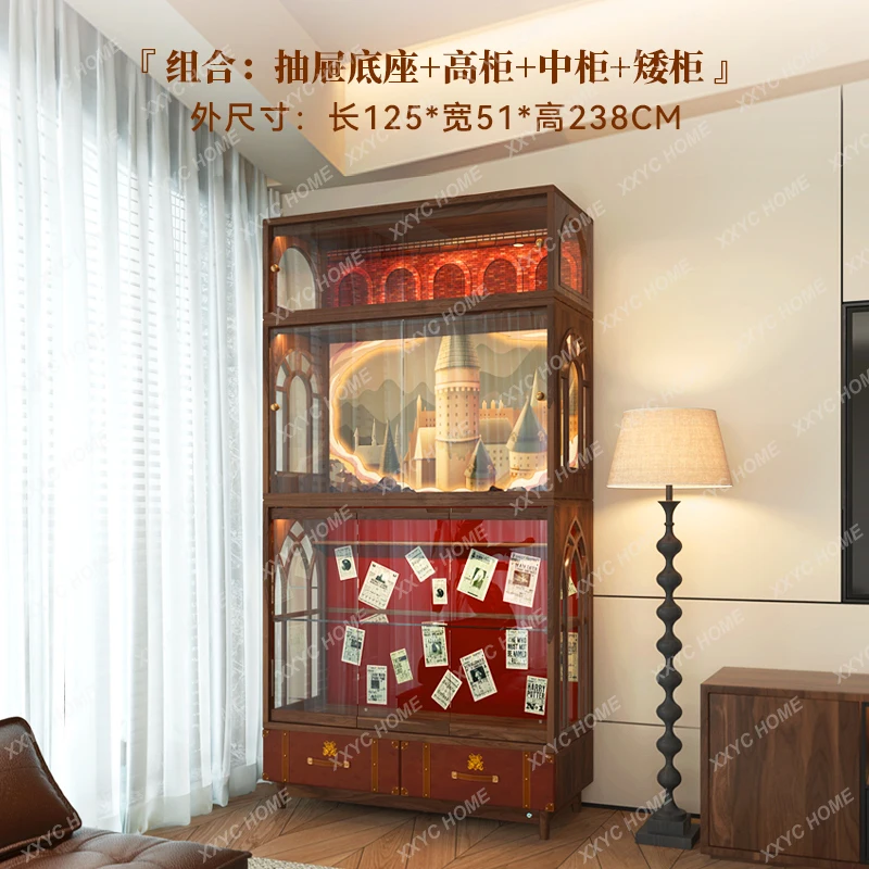 LXPOP is suitable for Lego display box dust cabinet solid wood display building block storage
