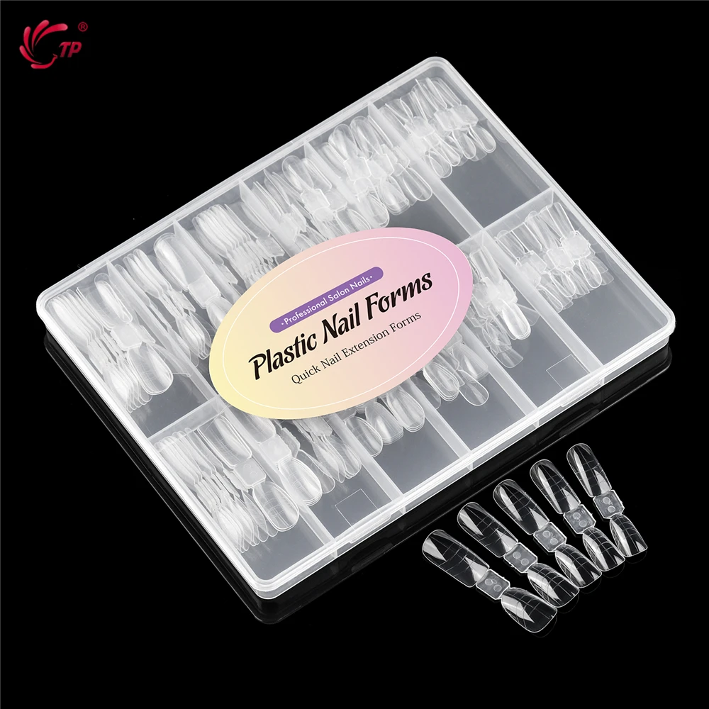 TP 120/140 pz Nuovo Doppia Forme Unghie Stampo Copertura Completa Poly Gel Per Unghie Estensione Superiore Stampi Sistema di Unghie Acriliche Punte False Forme Superiore