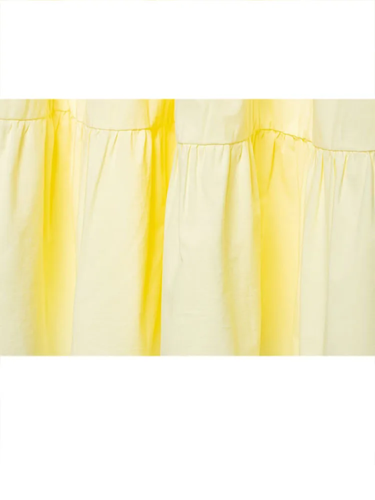 HH Moda mujer Versátil Color sólido Algodón en capas empalmado ​ ​ Falda larga elegancia femenina falda delgada con cordones y lazo de cintura media