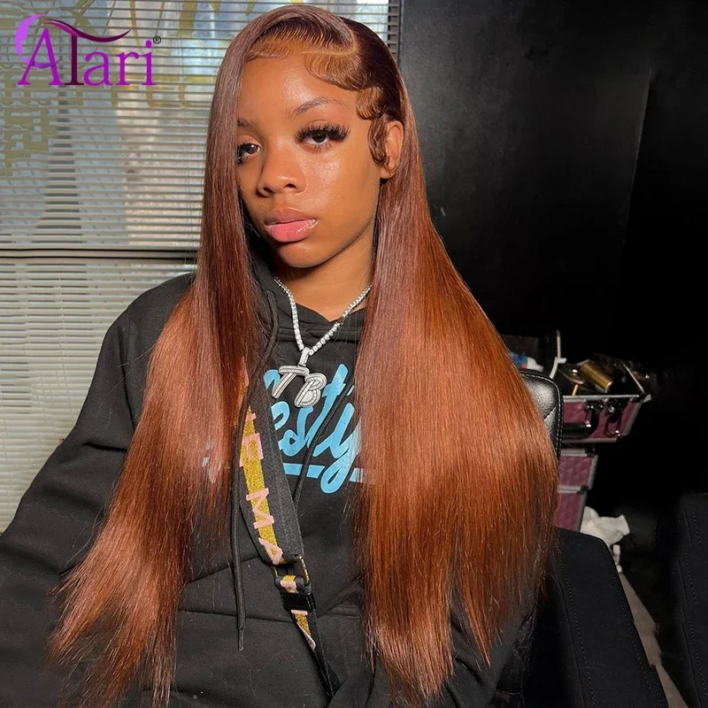

Transparent 13x6 13x4 Lace Frontal Wig Copper Ginger Brown Straight Human Hair Wigs for Women Dark Brown 5x5 Lace Closure Wig