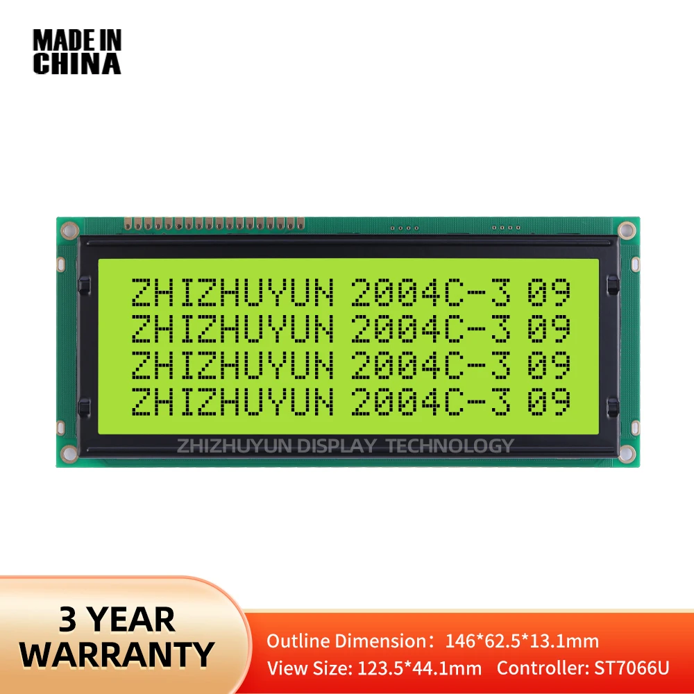 2004C-3 LCD Display Screen 20X4 Yellow Green Screen Dot Matrix Screen Module 2004LCD Large Size Character Screen