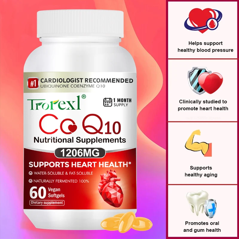 Trorexl Coq10 1200 Mg Softgels,3X Absorption, Antioxidant, Heart Health and Energy, Coq10 Vitamins & Supplements