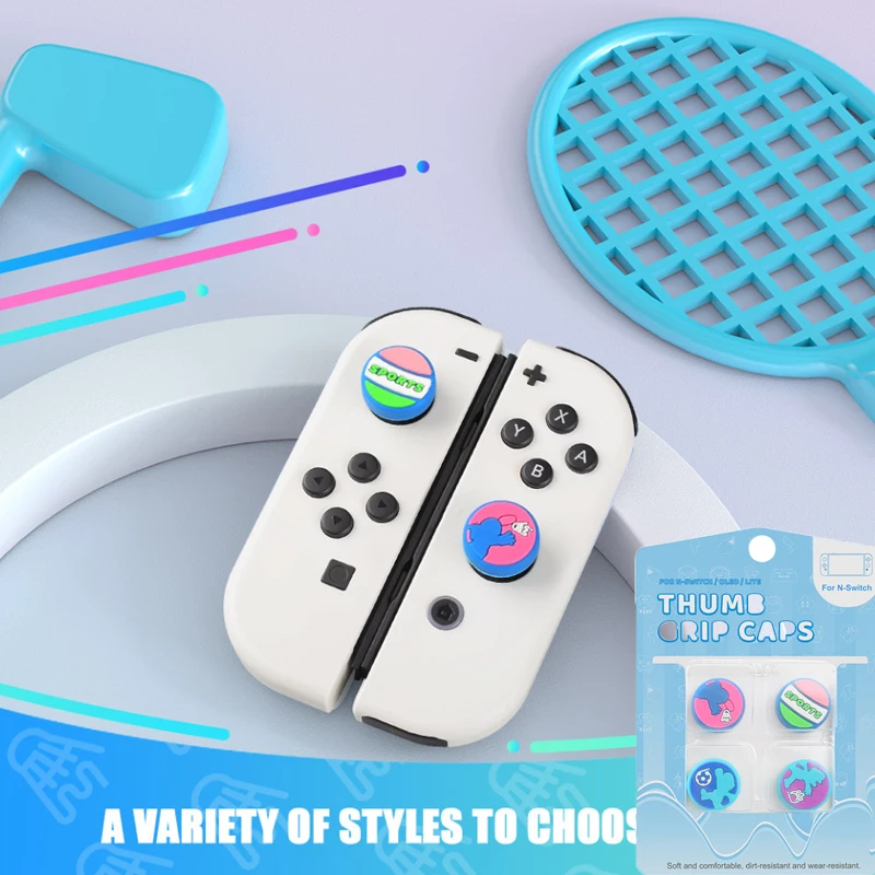 Badminton Sports Silicone Thumb Stick Grip Cap Bling Soft Cover For Nintendo Switch Oled NS Lite Joycon Controller Thumbstick