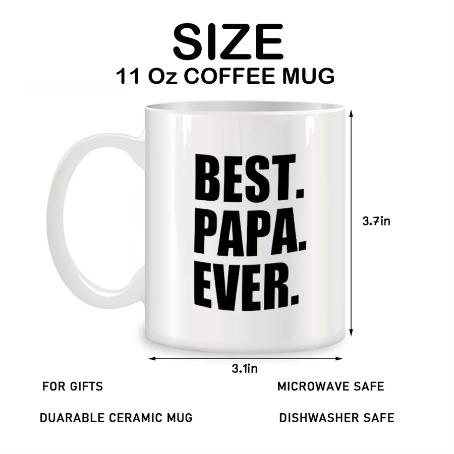 Best Papa EverMugs For Him Dad Grandpa Papa Birthday Gifts Novelty Coffee Ceramic Tea Cups White 11 oz