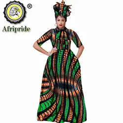 Women Maxi Dress African Ankara Print Dresses and Headwrap 2 Piece for Women Short Sleeve for Party Wedding Evening S1925121