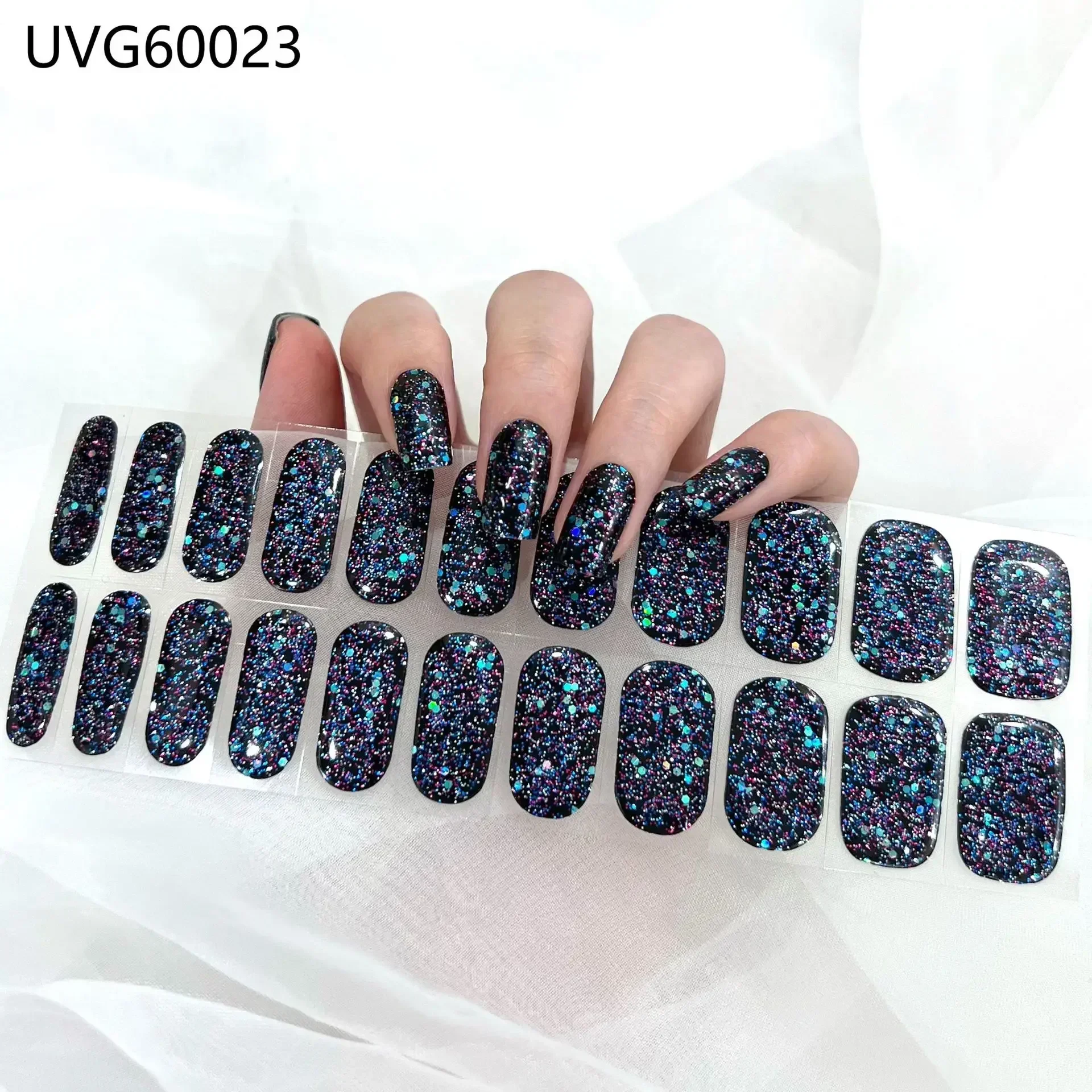 16/20/22 Tips Semi-Cured Gel-Nagel-Wraps, vollflächige Maniküre, DIY, wasserfest, langanhaltend, Gel-Nagel-Sticker-Set, für UV-Lampe erforderlich