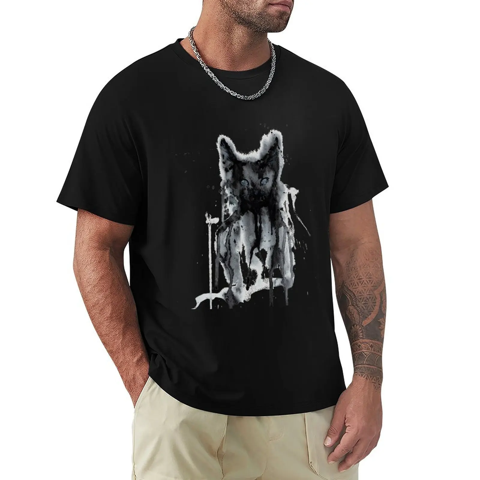 Mister Kindly Shadow Cat T-Shirt Plus Size Outdoor Casual Top