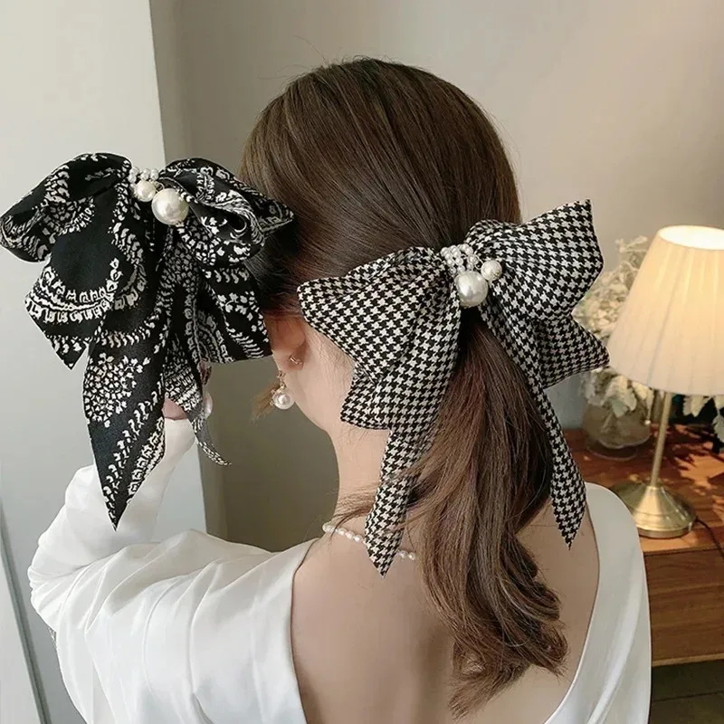 Large bow hair clip back hair clip net red spring clip