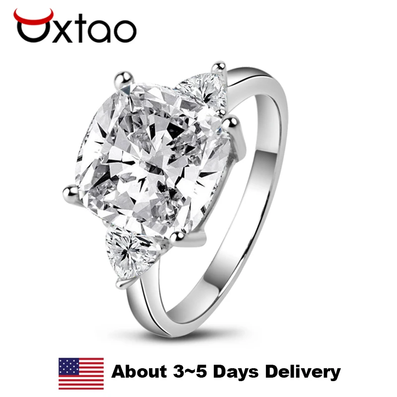 

OXTAO 5CT Big Diamond Wedding Rings for Women Double Heart Zircon 925 Sterling Silver Eternity Engagement Anniversary Jewelry