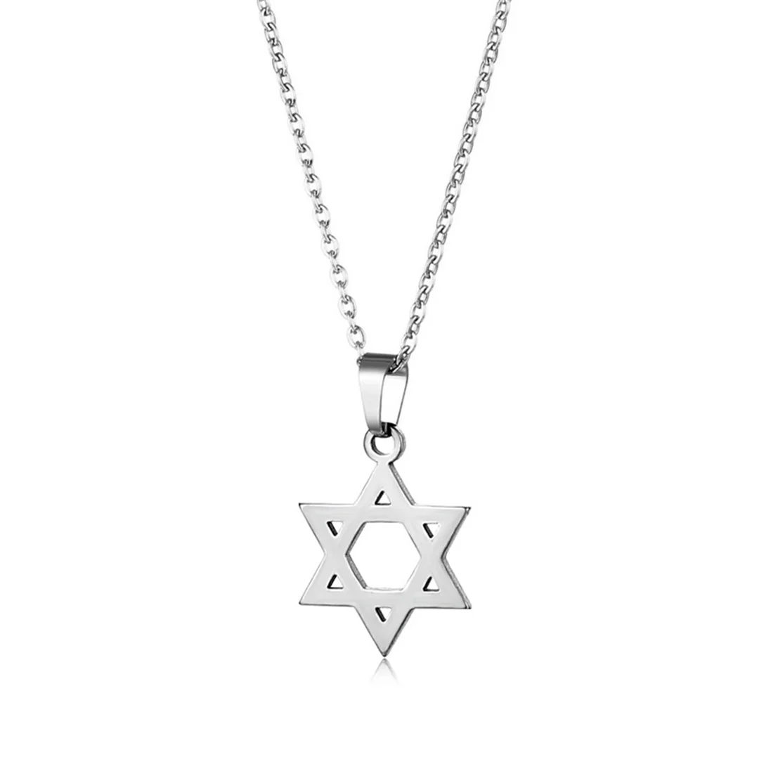 Trendy Small Tiny Star of David Pendant Female Silver Color Stainless Steel Hexagram Necklace for Woman Jewelry Birthday Gift