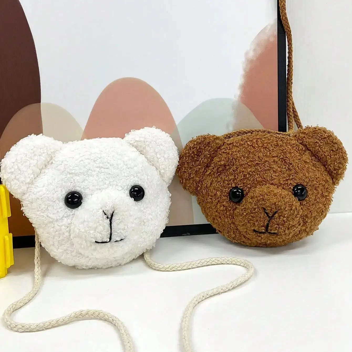 1 Stück Kinder-Cartoon-Bär-Rucksack Plüsch-Geldbörse Kleines Mädchen Plüschtier-Schultertasche