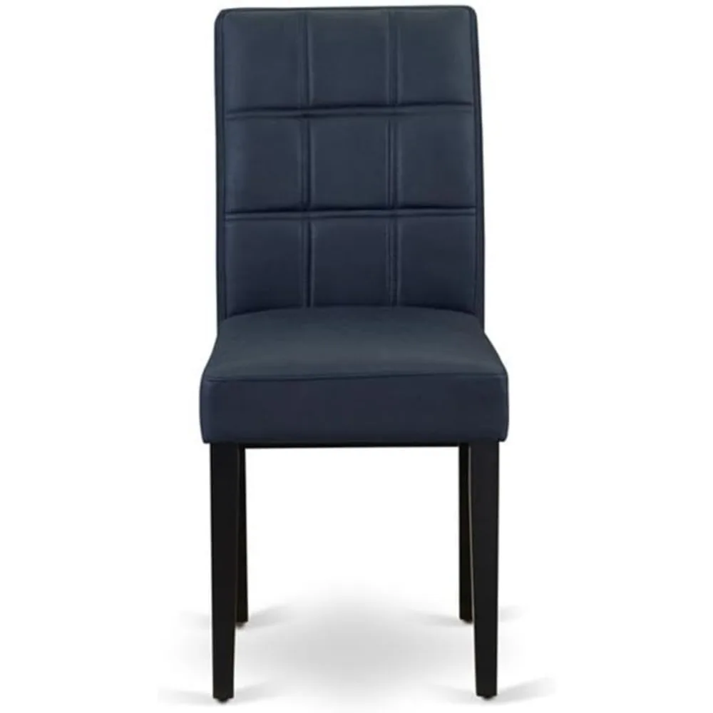 كراسي بارسونز مبطنة من قماش البوليستر باللون الأزرق الداكن مع مسند ظهر أنيق - أثاث غرفة الطعام الحديثة #4