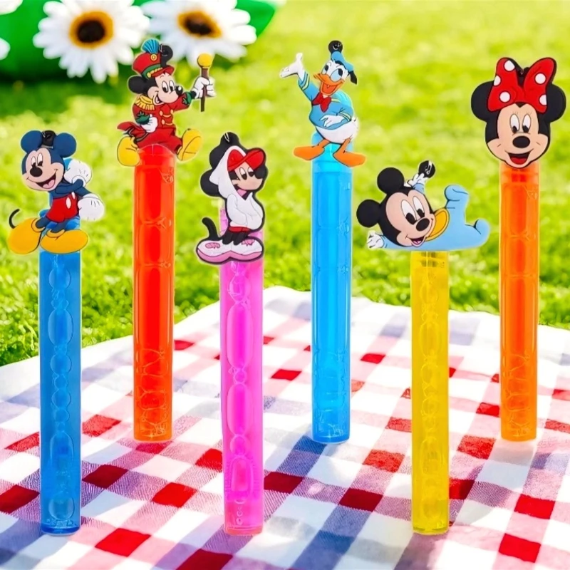 1-6 قطع من عصا الفقاعات المحمولة للأطفال من ديزني، عصا الفقاعات الكرتونية ميني ميكي دونالد، لعبة نفخ الفقاعات لحفلات أعياد الميلاد