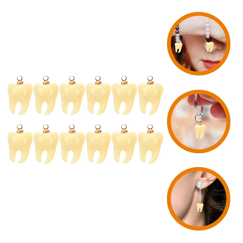

12 Pcs Tooth Shape Pendant Veneers Lids Locket Necklace Jewelry Decoration Decorative Teeth Charms Small Handbag