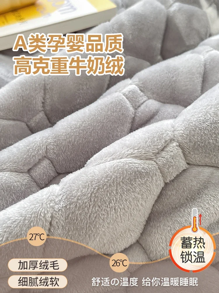 Milk Coral Fleece Mattress Bed Mattress Quilt Bottom Soft Mattress Dormitory Student Single Blanket Sheet Winter
