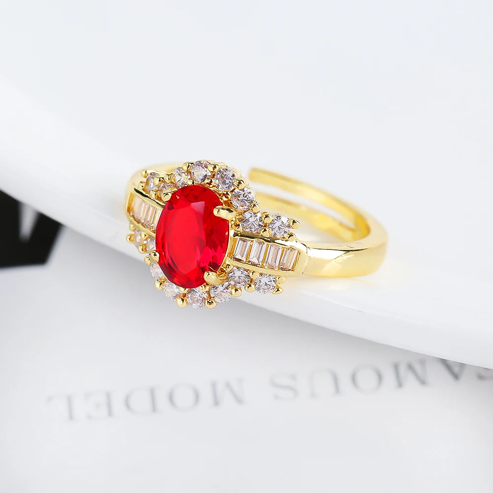 New Classic Fashion Oval Zircon Micro Set Womens Simple Light Luxury Opening Adjustable Personality Ring Gift Jewelry