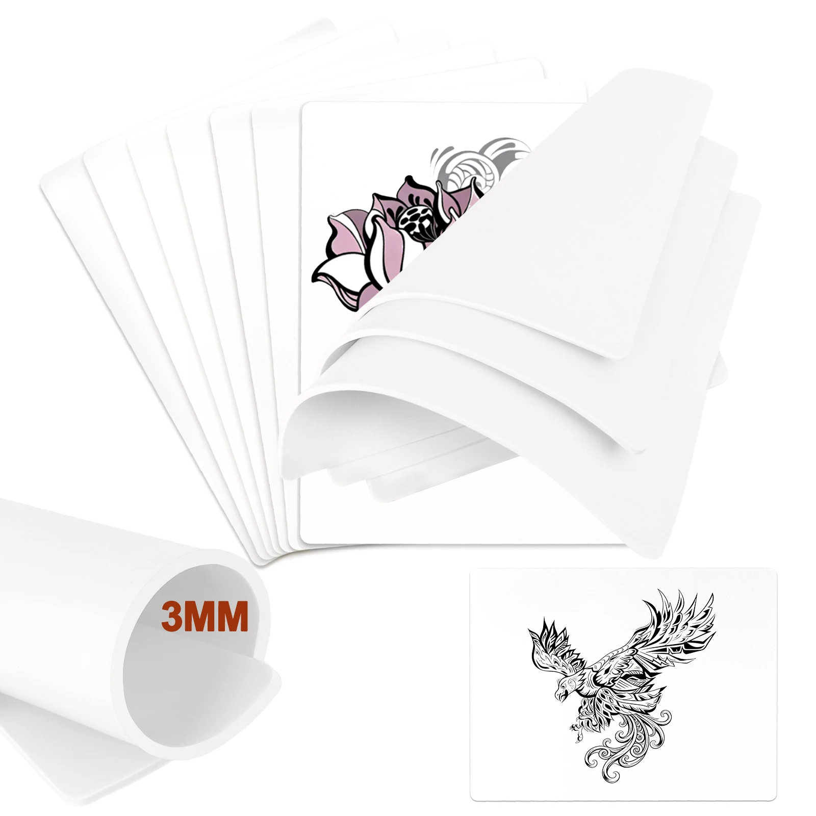 

White Tattoo Practice Skin 1/3/6/9PCS 3MM Size Double Sides Silicone Microblading Eyebrow Permanent Makeup Practice Skin