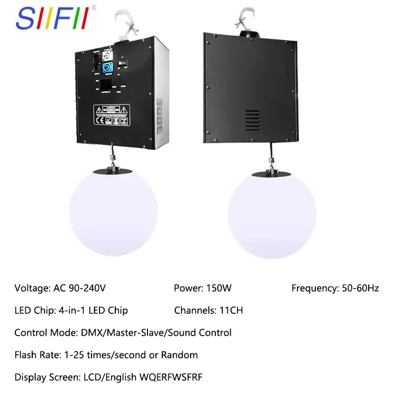 Professional DMX512 Kinetic Ball Light System RGB 360° Lifting Sphere with Silent Motor CE ROHS