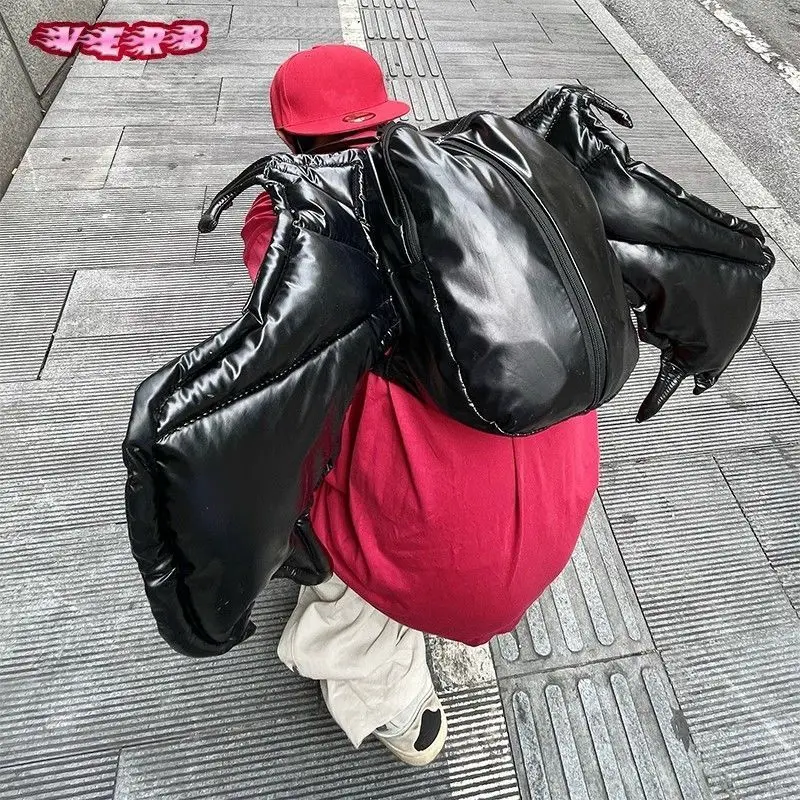 

Black Bat Wings Backpack Women Hip Hop Street Double Zipper Backpack Men Ins Halloween Creative Unique Mochilas Mujer Chic 2025