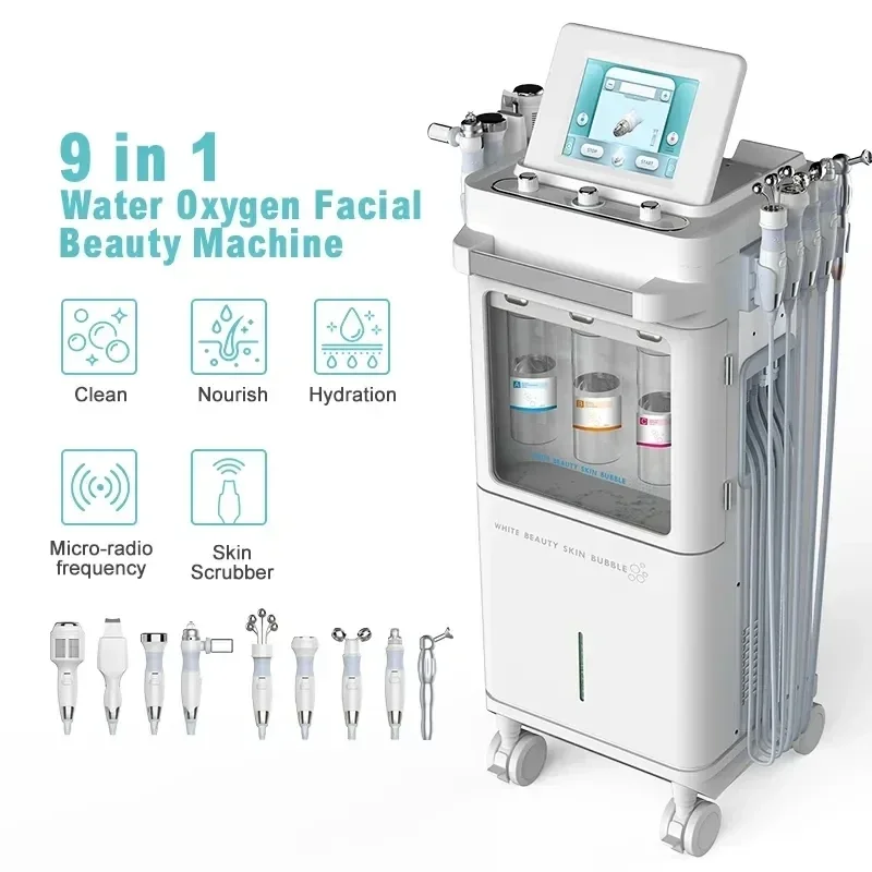 Multi-function Microdermoabrasion Facial Machine 9 In1 Skin Care Cleansing Water Grinding H2O2 Bubble Machine Beauty