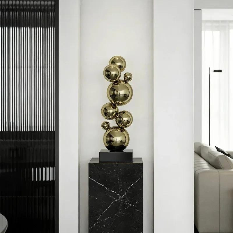 Modern Stainless Steel Combination Ball Ornaments Groot Art Ornament Aesthetic Living Room Sculptures Creative Luxury Sculpture