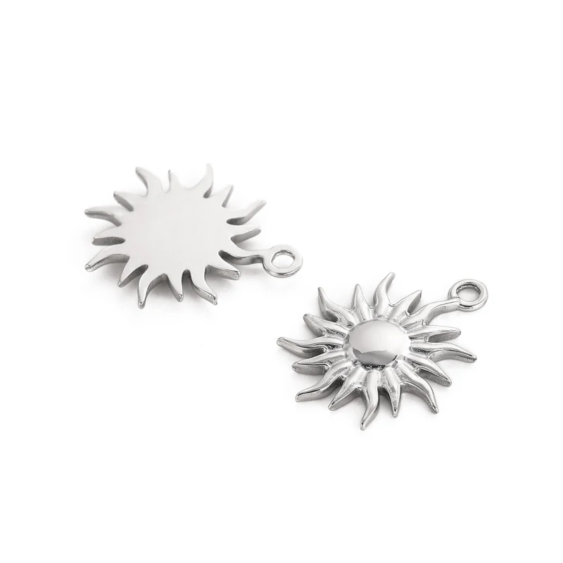 Colorful 18K Gold Plated Oil Drop Stainless Steel Charms Enamel Sun Flower Moon Pendants For Necklace Jewelry Making