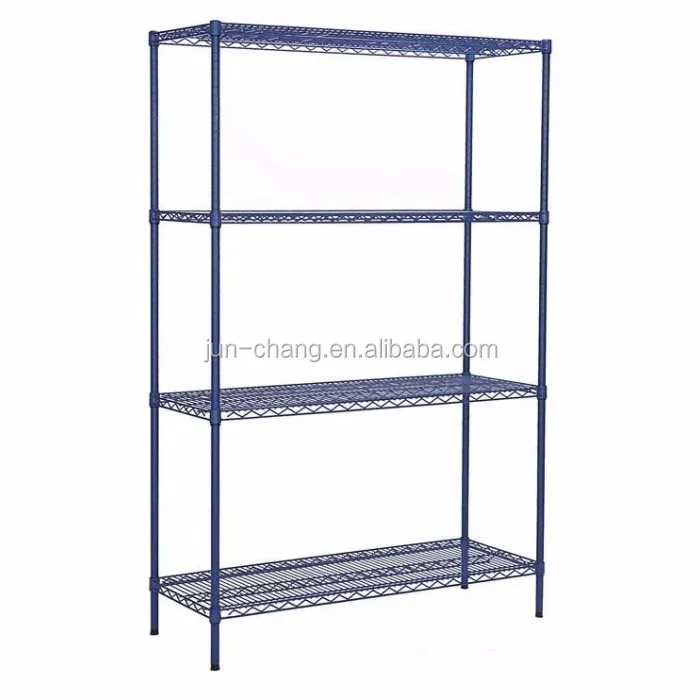 Wire Shelving, 4 Tiers Heavy Duty Epoxy Coated Storage Shelving, Low Carbon Steel 25.4mm Post Metal Rack for Commercial Kitchen