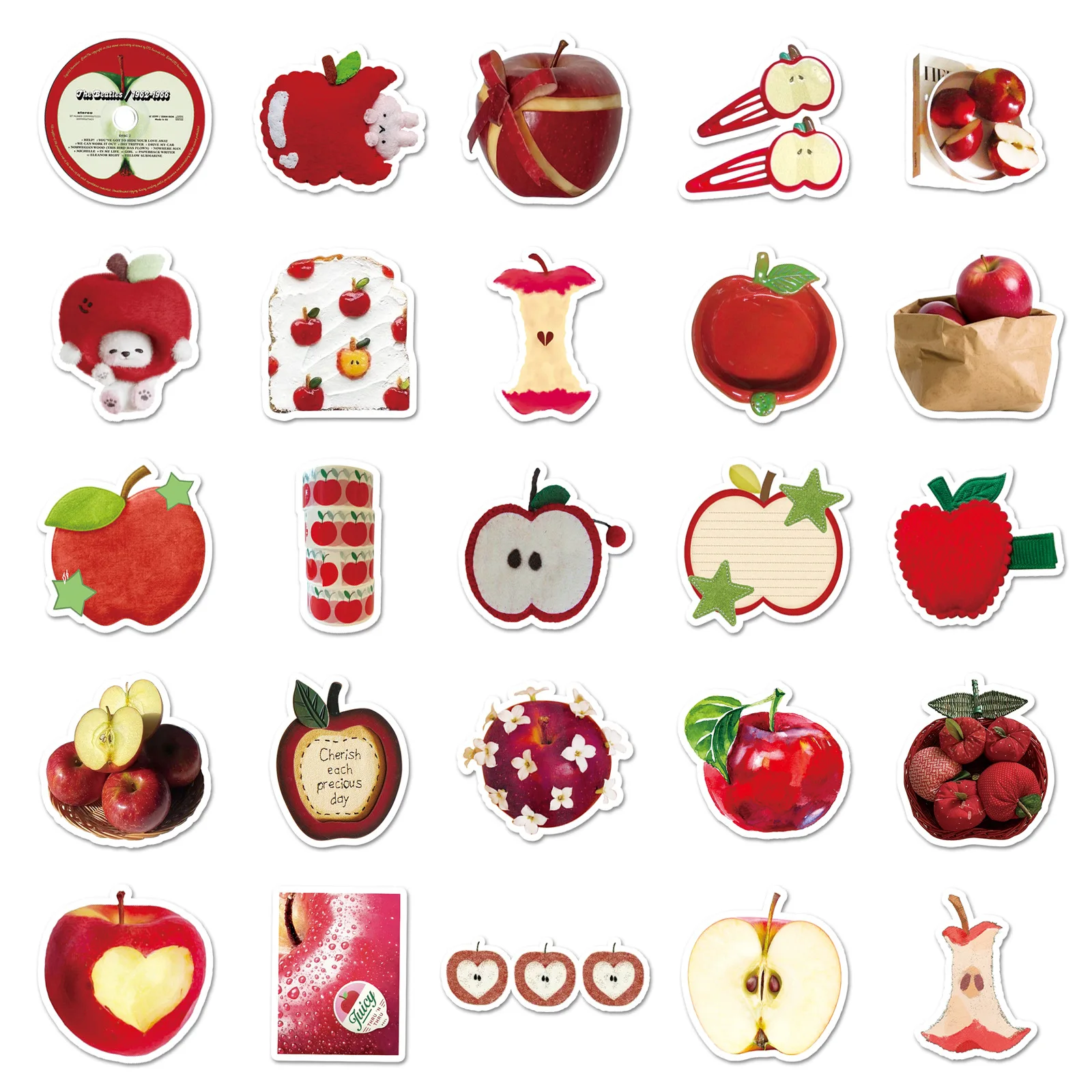 10/30/50PCS Fruit Apple INS Style Graffiti Decals Small Fresh Personality Creative Fun Decorative Decals Kids Toy for Scrapbook