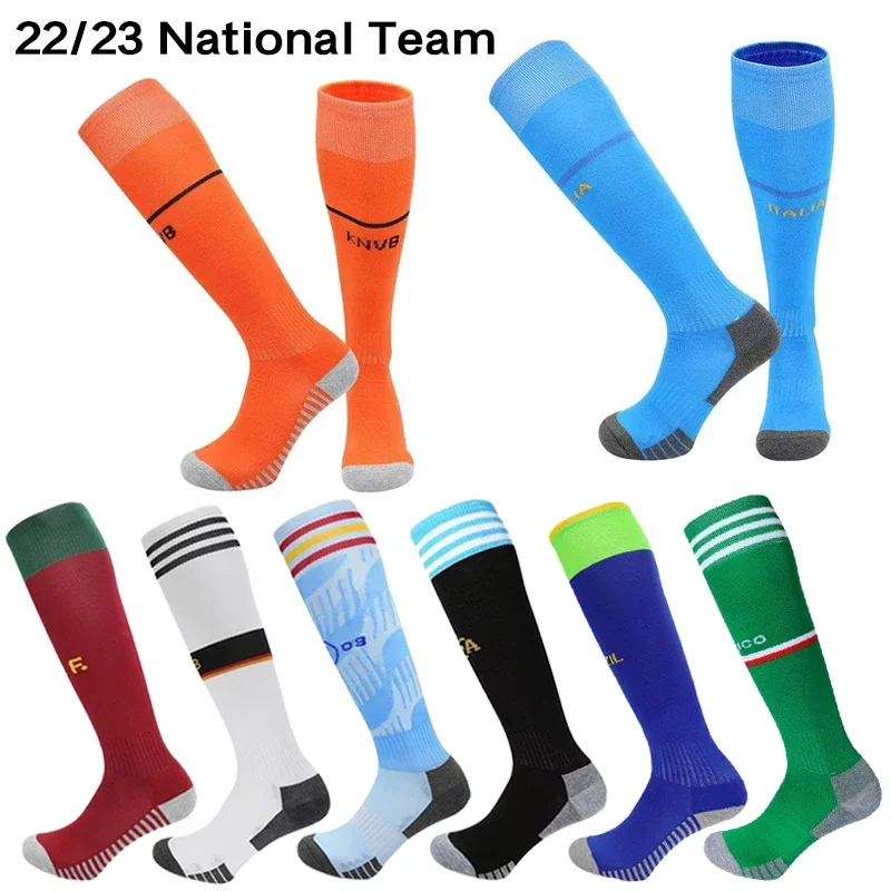 

22/23 Seasons National Team Football Socks Adult Children Thickening Towel Bottom Non-Slip Soccer Training Match Sport Stocking