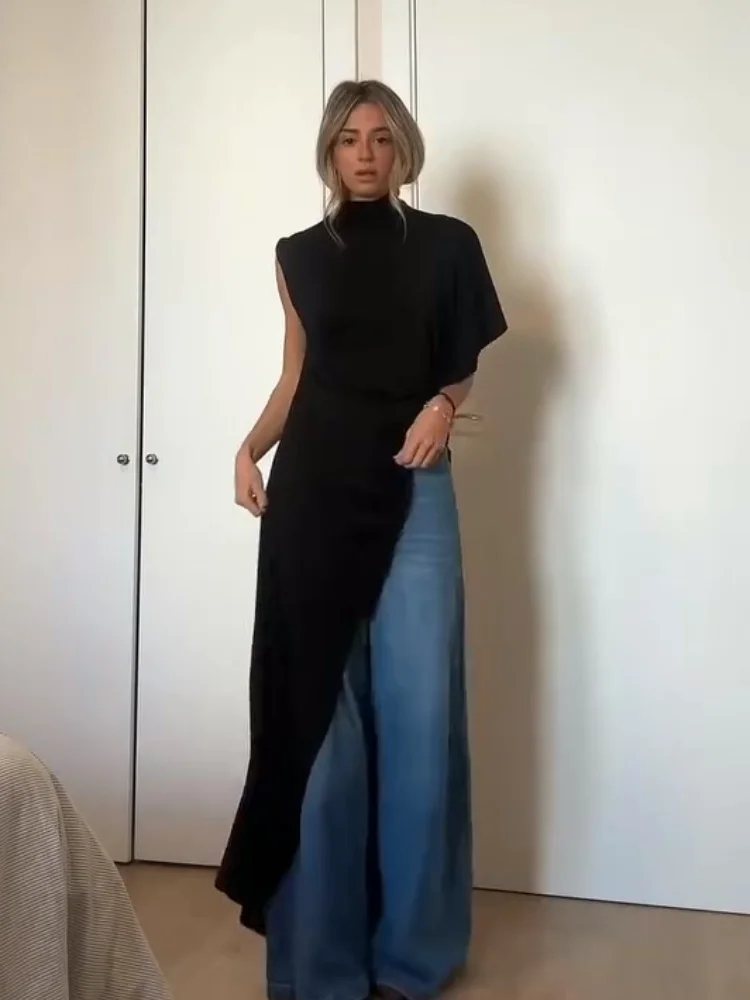Falda de retazos de malla de lentejuelas para mujer, faldas hasta el tobillo brillantes que combinan con todo, para fiesta y oficina, otoño 2025, Streetwaer