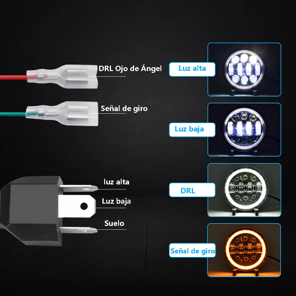 

5.75 Motorcycle LED Headlight Halo Angel Eyes Headlamp DRL Projector For Harley BMW Yamaha Honda Motorbike Headlight Round