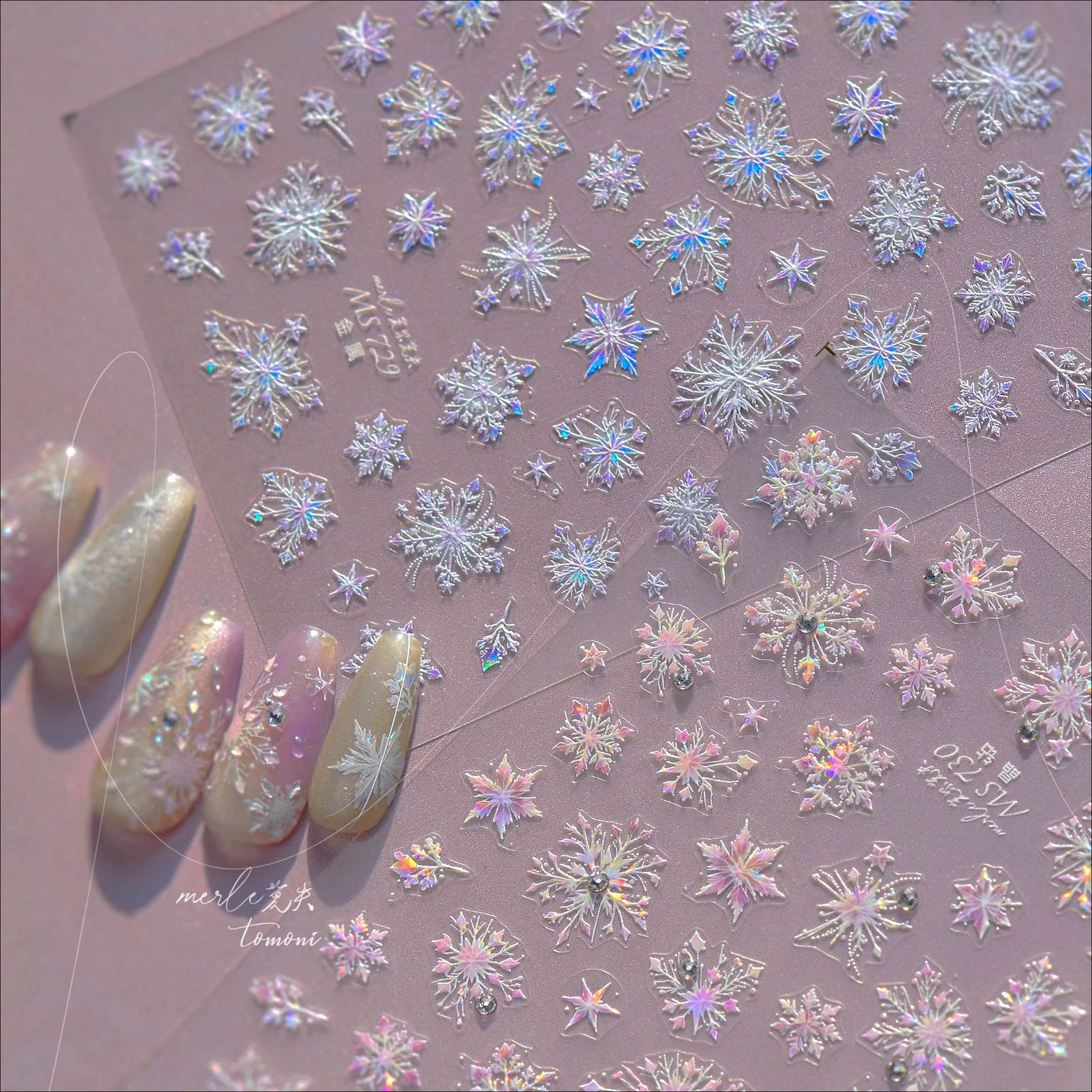 Embossment Shiny Dreamy Snowflake Winter 5D Self Adhesive Nail Art Stickers Hot Stamping Sparkle Snow Rhinestone Manicure Decals