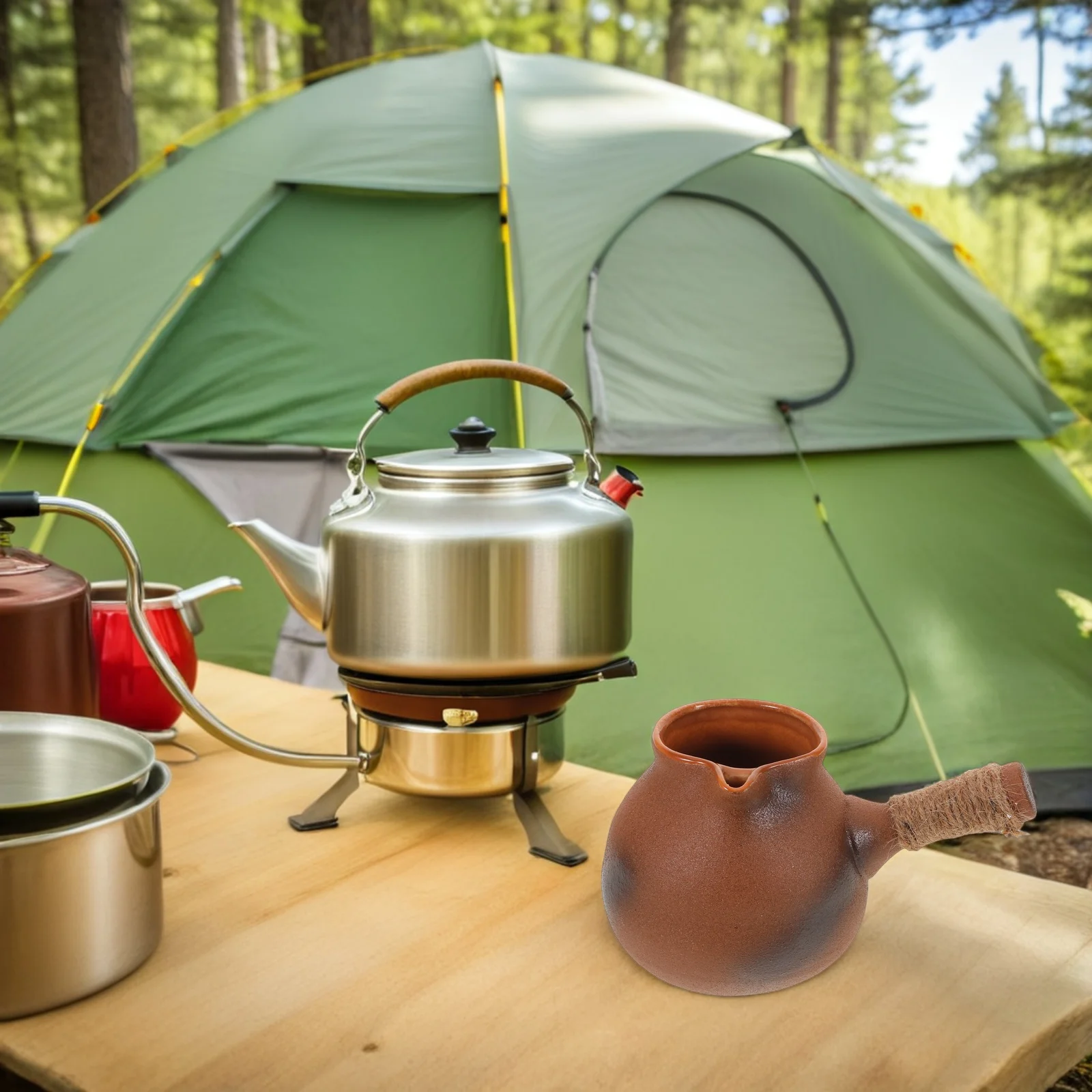 

800Ml Clay Handmade Tea Kettle Traditional Loose Leaf Stovetop Pot Ceramic Medicine Cooker Outdoor Camping Travel Boiling Water