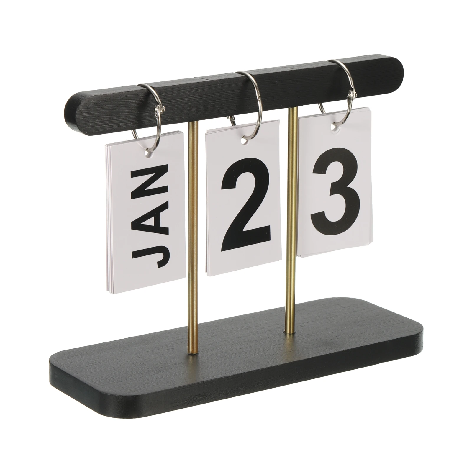 

Vintage Wood Perpetual Calendar, Wooden Flip Calendar Turn Page Month Date Display for Desk Office Home Decoration Black/White