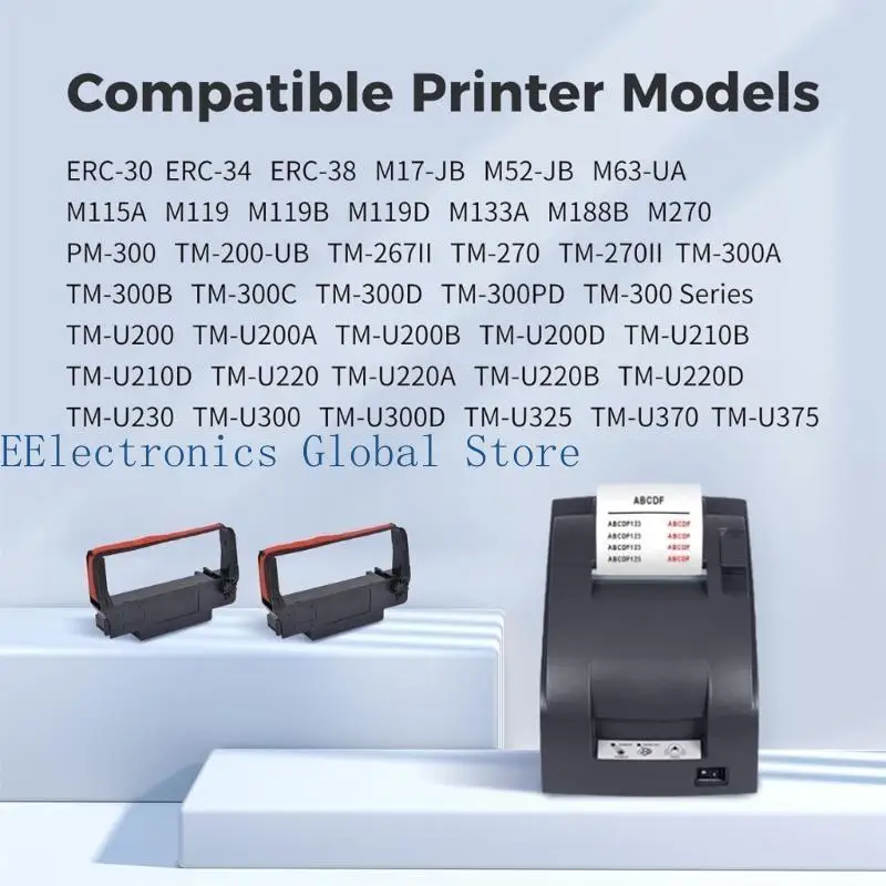 462B Printer Ribbon Cartridge Pack of 24 Black/Red for Ribbon Cartridge  TM-U220 M188B ERC30 ERC34 ERC38 NK506 Printer