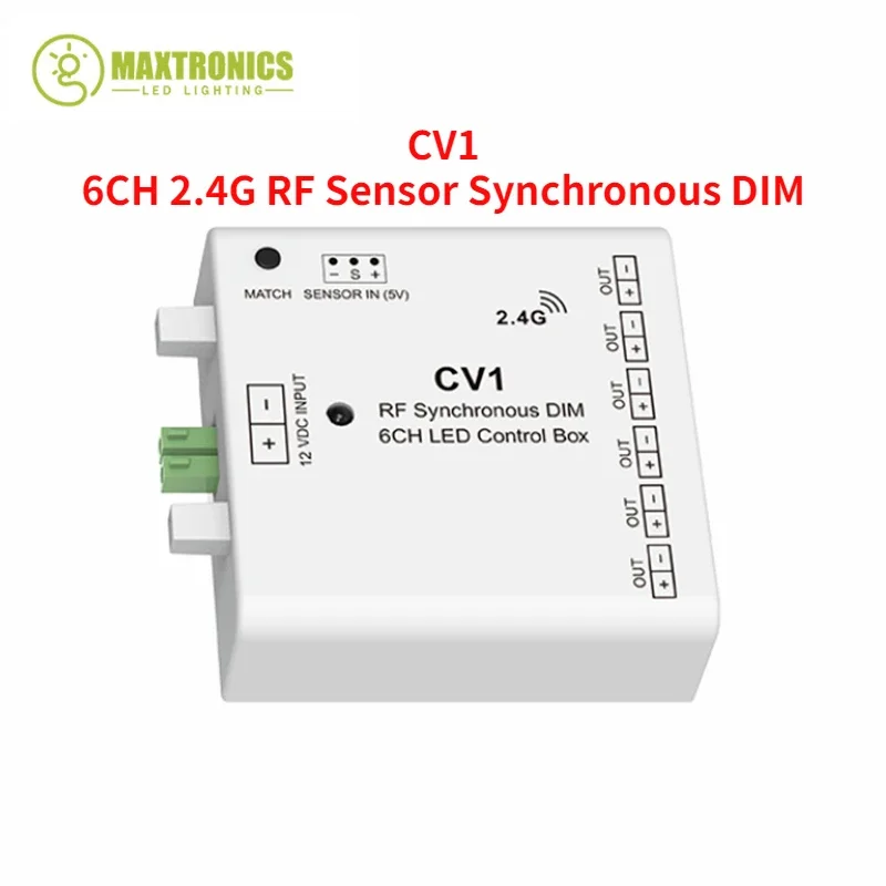 LED Control Box 12VDC CV1 6CH 2.4G RF Sensor Synchronous DIM Ultra-thin Design 60W LED Controller For Single Color Strip Light