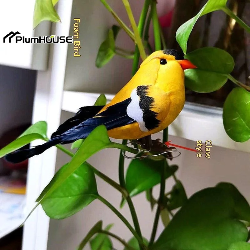 1/3 PCS Artificial Golden Oriole Birds With Realistic Feather Attachable Clip Perfect For Home Garden Tree Party Decoration