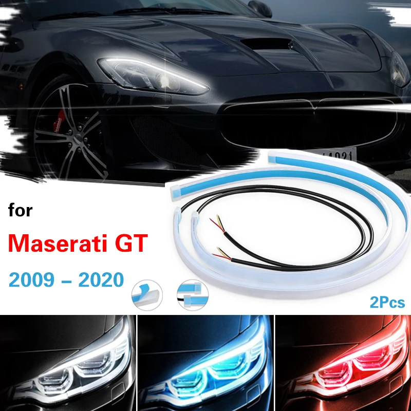 For Maserati GT 2009-2020 Car led DRL Daytime Running Light Strip Waterproof Flexible Soft Tube Guide Headlight LED Strip Lights