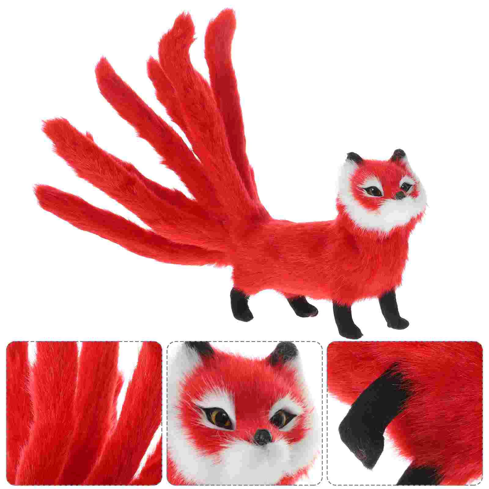 9 Tail Fox Toys Simulation Adorable Foxes Portable Lovely Animal Ornament Nine-tailed