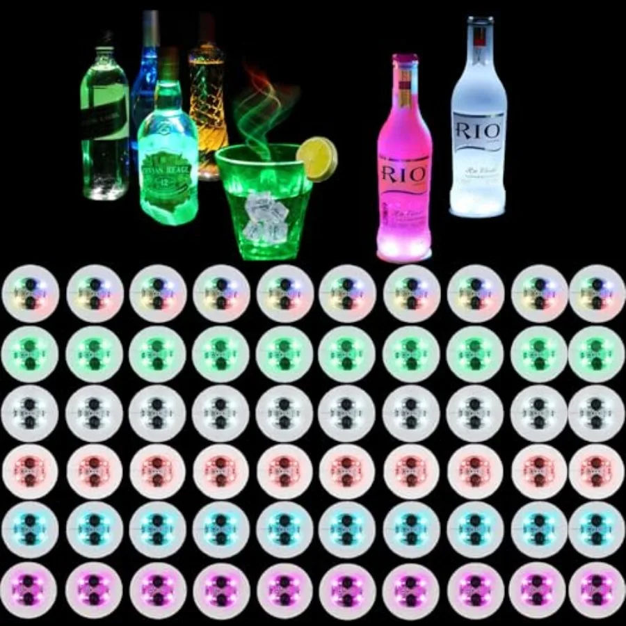 

Светодиодные подставки для напитков, 60 штук, разноцветные, круглые, из материала EVA, 3 режима освещения, время работы от батареи более 24 часов