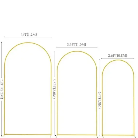 st guldfärgad bröllopsbåge, festdekoration ballongbåge, ram bakgrund hållare fäste, storlek 4ft 5ft 6ft 6.6ft 7.2ft 10 best sales ballongbåge - №4