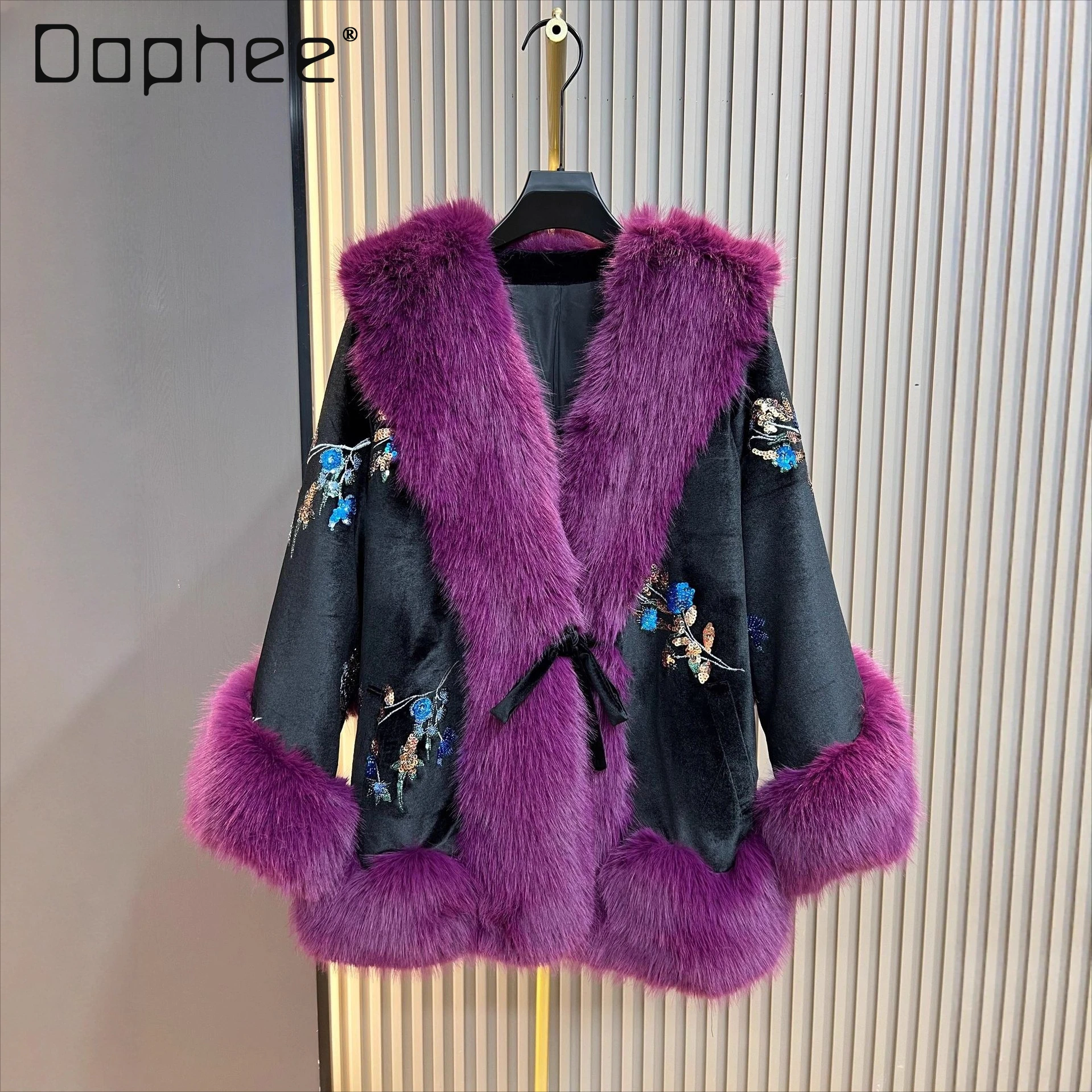 2025 خريف شتاء موضة جديدة الثقيلة الحرفية فو الفراء معطف الترتر سميكة معطف دافئ المرأة تقليد الثعلب الفراء Vintage #1